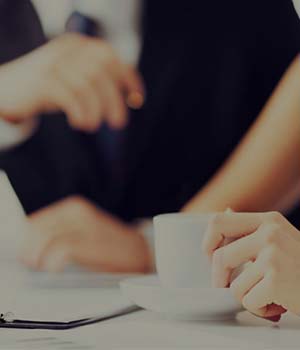 Couple having a coffee while mediating