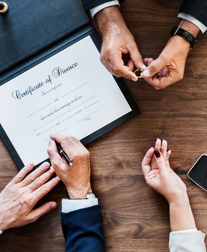Divorce orders showing hands around