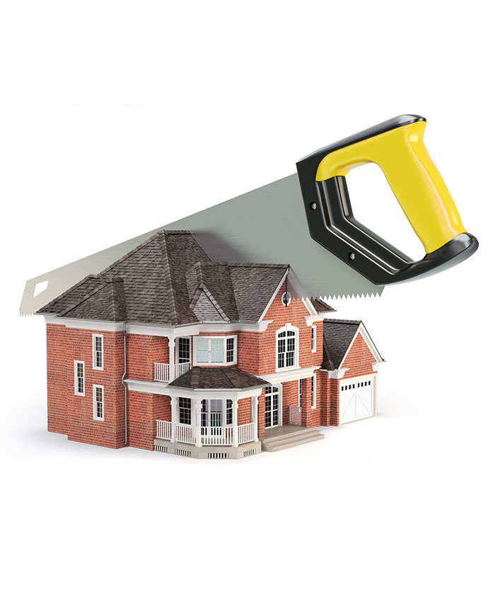 Property division a house model is split in two