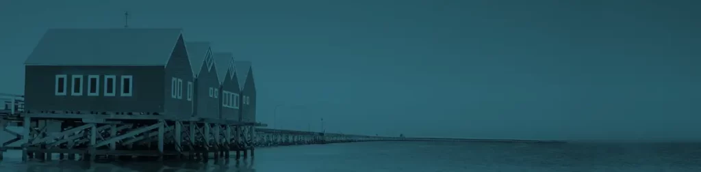 Busselton jetty with KDK family law blue background overlay